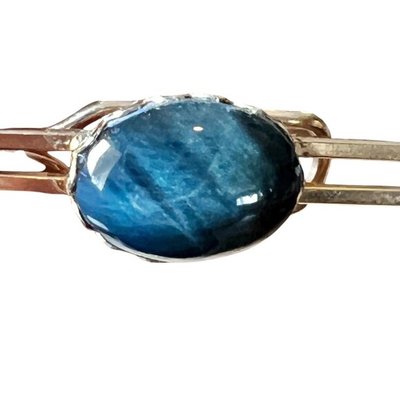 Vintage Gold-Tone Tie Clip Black Stone is blueish in Sun 2.5” Long - Picture 4 of 5